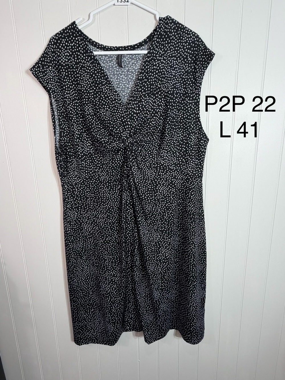 Sansa Women’s Black & White Polka Dot Twist Front Midi Dress – XXL